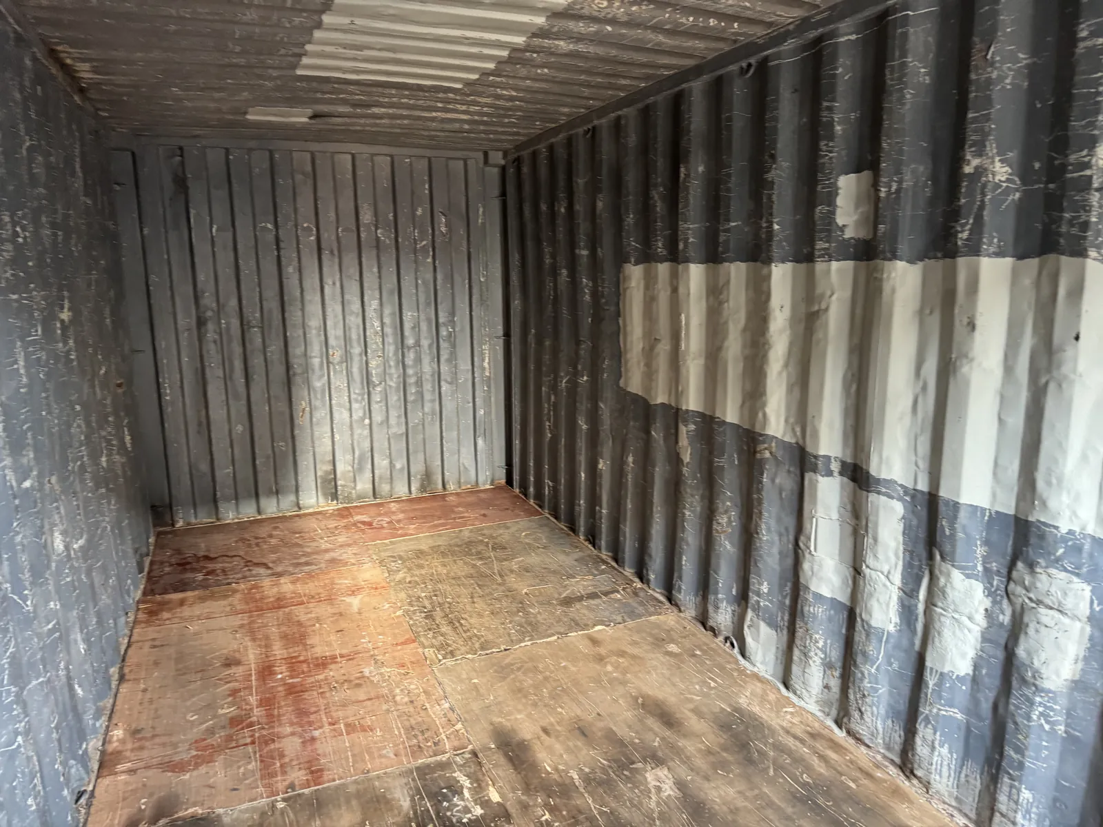 Clean container interior with marine ply floor, checked before delivery